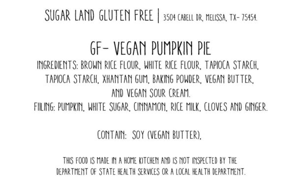 Gluten free vegan Pumpkin pie