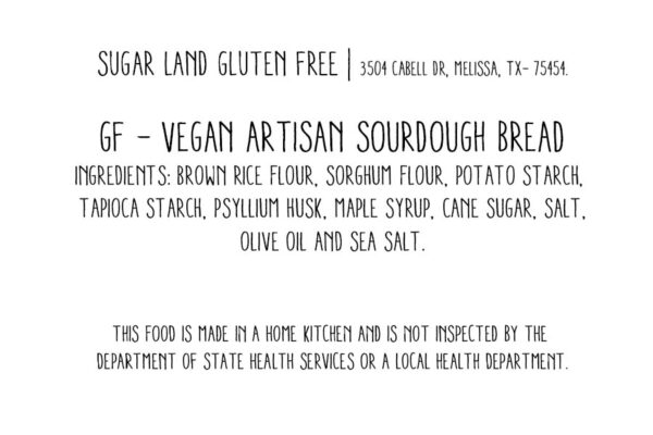 Gluten free sourdough artisan bread